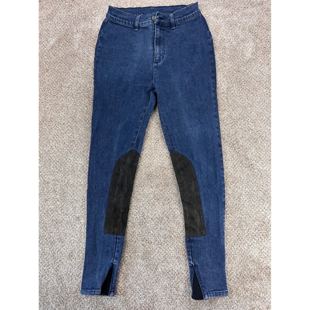 The Horsewoman Spirit Denim Riding Pants Breeches Blue Size 28 Knee Patch